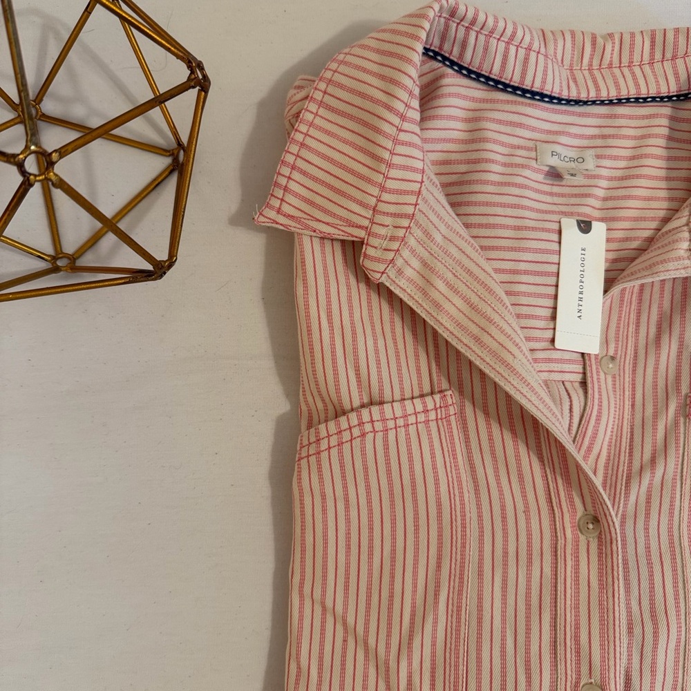 NWT Pink Striped Button-Up Shirt